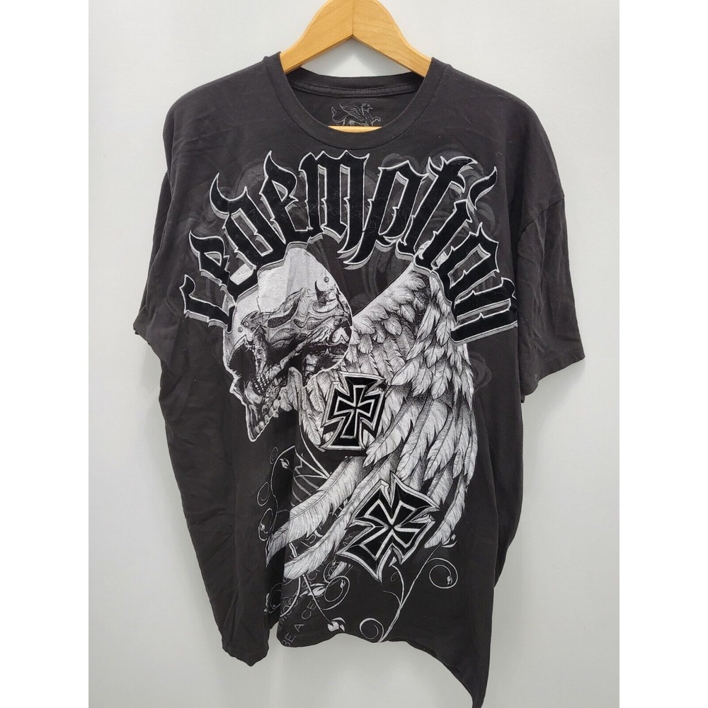 Chemistry Redemption T-Shirt‎ Mens 2XL Black Vintage Skull Iron Cross Y2K
